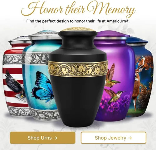 Miniatura 6 de Juego de 6 urnas funerarias decorativas negras y doradas personalizadas/grabadas para cenizas humanas, hombres y mujeres, con 1 urna grande