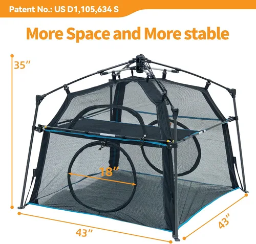 Miniatura 5 de Catio extragrande para gatos al aire libre, tienda de campaña plegable de 2 niveles con 3 puertas para patio, balcón, interior y campamento