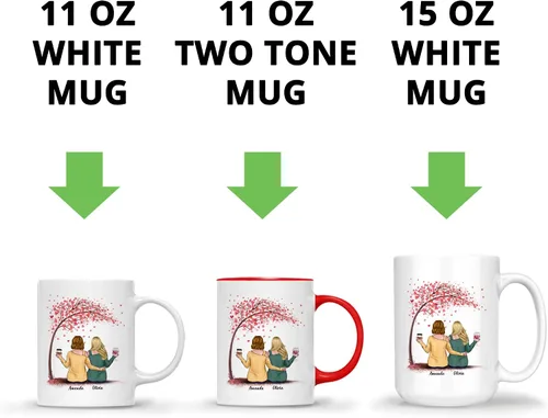 Miniatura 5 de Gossby - Taza de café personalizada para mujer, 2 unidades, con nombres personalizados Taza personalizada para dos mujeres, taza de café