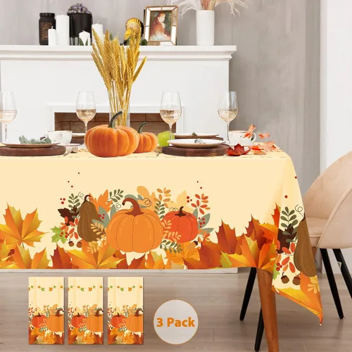 Miniatura 10 de Paquete de 3 manteles navideños desechables de plástico, manteles de mesa navideños rectangulares rojos para fiestas, con estampado de árbol