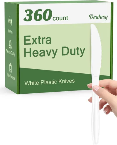 Miniatura 9 de Dealusy 360 Unidades Cuchillos de Plástico Transparente Extra Resistentes Desechables, Sin BPA, Resistentes al Calor, Cuchillos Desechables Sólidos