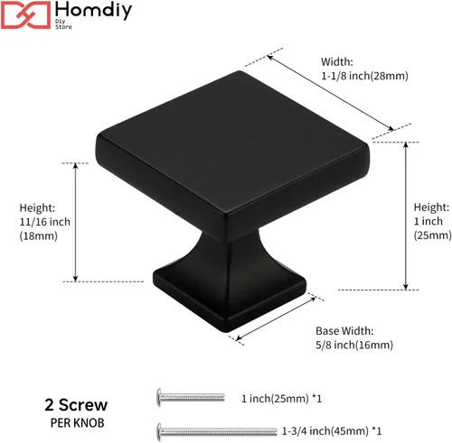 Miniatura 6 de Homdiy Paquete de 5 tiradores para gabinete color negro mate, manijas de zinc de aleación para cajones y aparadores, accesorios de cocina