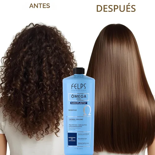 Miniatura 4 de Felps Professional Omega Sensitive - Nanoplastia única de sellado térmico, queratina brasileña, tratamiento alisador y alisador del cabello, sin