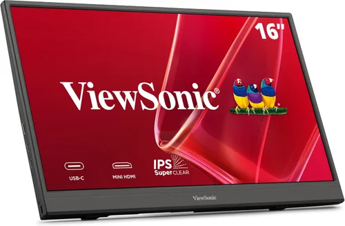 ViewSonic VA1653 - Monitor portátil de 16 pulgadas 1080p FHD IPS con cuidado de los ojos, soporte incorporado, USB C, Mini HDMI y estuche protector.