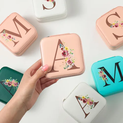Miniatura 2 de Pequeño organizador de joyas de viaje, cajas de joyería con inicial, organizador de joyas, regalos esenciales de viaje para mujeres, madres, amigas