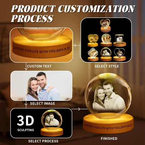 Miniatura 6 de Regalo de foto de cristal 3D personalizada – Imagen personalizada para día del padre, cumpleaños, aniversario – Recuerdo para papá, parejas