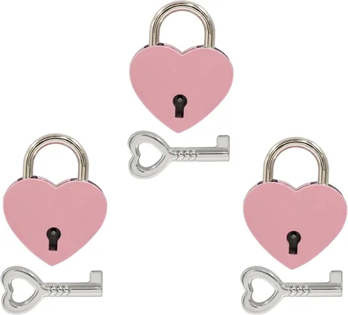 Miniatura 7 de Piutouyar 3 cerraduras en forma de corazón, candado de metal dorado, pequeño y lindo mini cerradura con llave para caja de almacenamiento de joyas