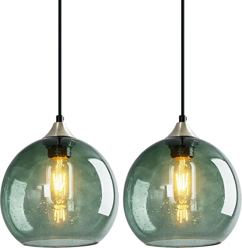 Miniatura 51 de Luces colgantes de vidrio marrón claro, iluminación de isla de cocina, lámparas colgantes de globo, iluminación colgante moderna para dormitorio