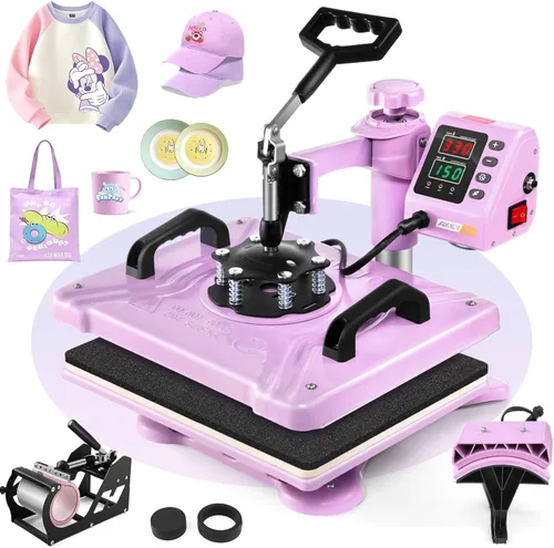 AKEYDIY Prensa de calor, máquina de prensa de camisetas 5 en 1 de 15 x 12 pulgadas, máquina de transferencia de calor industrial digital de 360°,