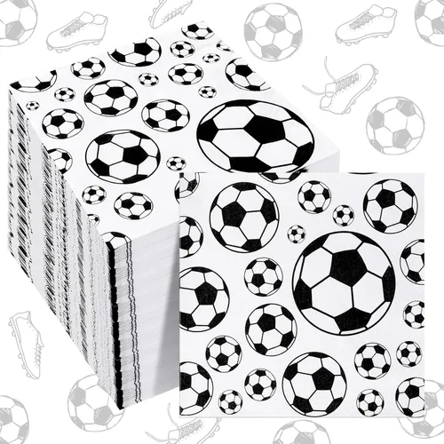 Miniatura 8 de Tinlade 100 hojas de servilletas de fútbol de fútbol, decoración de club de fútbol, servilletas de papel desechables de neón, suministros de fiesta