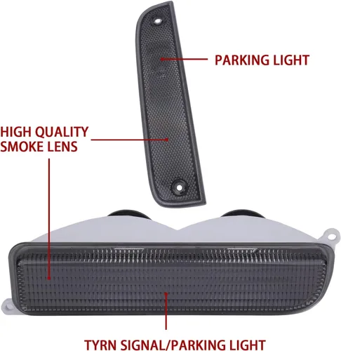 Miniatura 4 de Se adapta a luces de señal Jeep 97-01 XJ – Combo de luces intermitentes de parachoques ahumado + juego de lámparas de marcador lateral de esquina