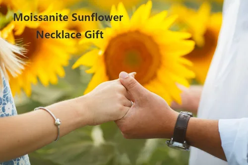 Miniatura 6 de Moissanite Sunflower Heart Necklace for Women, You Are My Sunshine Pendant 925 Sterling Silver 18k Gold Plated Love Heart Jewelry Gift for Her,Wife