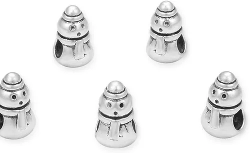 Miniatura 8 de 20 cuentas sueltas de fresa con agujero grande (agujero de 0.177 in) espaciador de metal plateado antiguo para manualidades de joyería MEC-F5