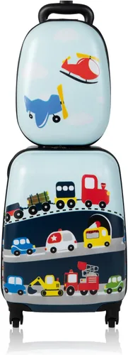 Goplus Equipaje para niños, 2 piezas, 12 y 16 pulgadas, juego de equipaje de mano para niños con 4 ruedas giratorias, maleta ligera con ruedas