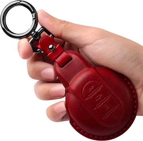 Miniatura 6 de Tukellen Compatible con BMW Mini - Funda de cuero para llavero compatible con BMW Mini Cooper F54, F55, F56, F57, F60, color negro