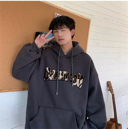 Miniatura 4 de Letter Print Graphic Drawstring Sweatshirt Punk Cool Hoodies for Men Trendy Emo Alt Clothes with Pockets Grunge Outfits