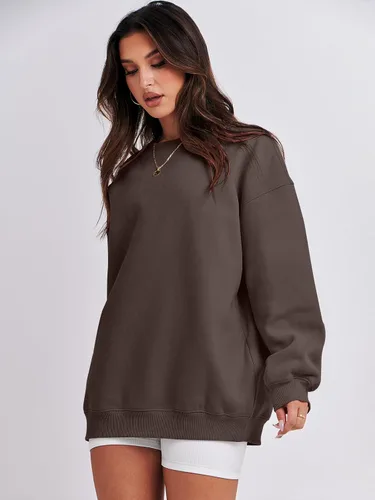 Miniatura 3 de ANRABESS Sudadera de gran tamaño para mujer, cuello redondo, Y2K, con forro polar, casual, cómoda, ropa de otoño 2025