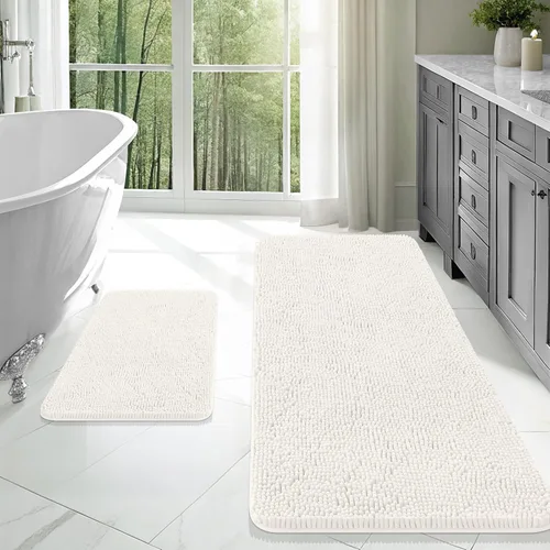Miniatura 135 de OLANLY Juego de alfombras de baño de 2 piezas, alfombras de baño de chenilla suave y absorbente y alfombra de contorno en forma de U para inodoro