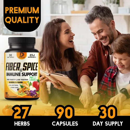 Miniatura 6 de DEDICAD Suplemento de fibra y especias 27 en 1, combinado con psyllium orgánico, manzana entera, saúco y más - Apoya el estado de ánimo, el cuerpo