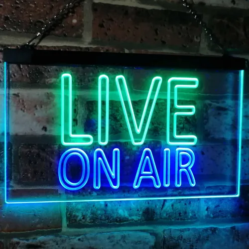 ADVPRO On Air Live Recording Studio Video Room - Letrero de neón LED de doble color, verde y azul, 16 x 12 pulgadas, st6s43-i3064-gb