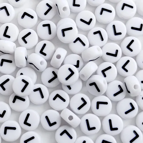 Miniatura 18 de 100 cuentas de letras acrílicas del alfabeto para hacer joyas, cuentas redondas blancas de la letra R para hacer pulseras, collares, llaveros, 0Flat