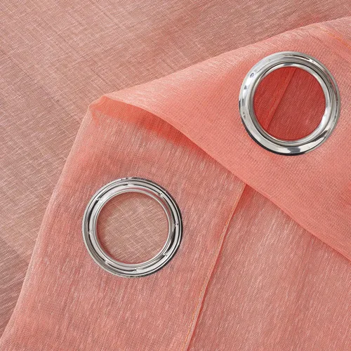 Miniatura 4 de 2 paneles de cortinas traslúcidas coral para dormitorio de 63 pulgadas de largo, cortinas semitraslúcidas con ojales para sala de estar, cortinas