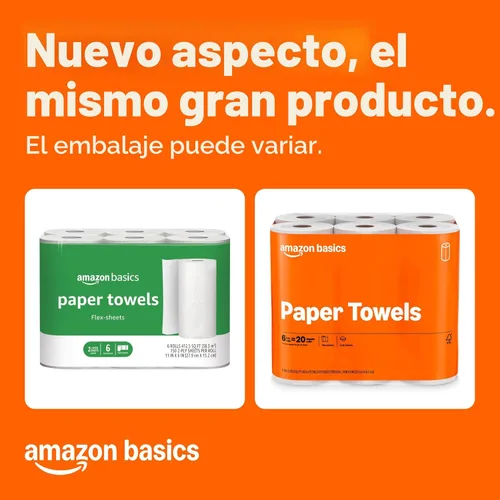 Miniatura 2 de Amazon Basics Toallas de papel de hojas flexibles de 2 capas, 12 rollos básicos = 40 rollos regulares, valor diario con 150 hojas por rollo
