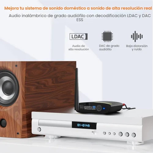Miniatura 3 de 1Mii DS200Pro Bluetooth 5.3 Receptor para estéreo doméstico, adaptador de audio inalámbrico HiFi con LDAC, DAC integrado, largo alcance, salidas