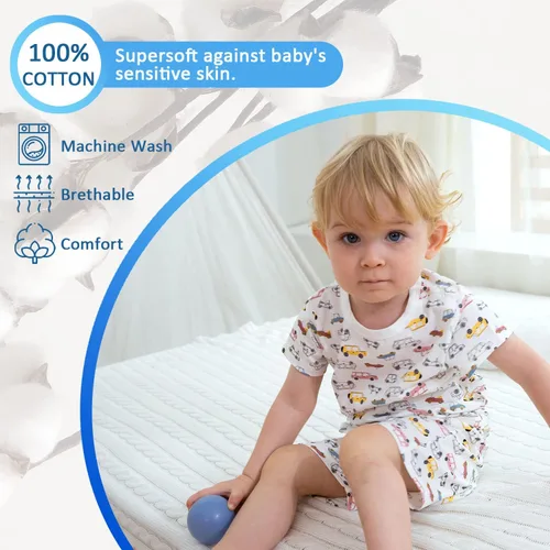 Miniatura 2 de Zanie Kids Pijama de algodón para bebé y niño para niña y niño, ropa de dormir de verano