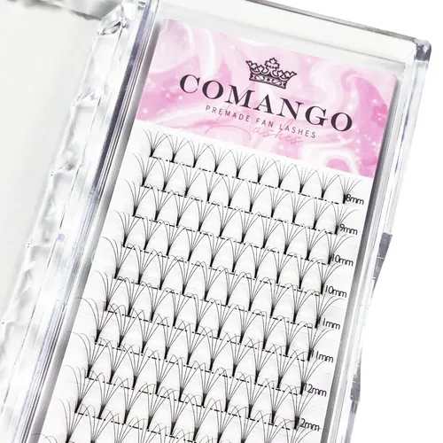 Miniatura 17 de CoMango Extensiones de pestañas de volumen 3D/4D/5D/6D/10D, grosor de 0.003 in, rizo C/D, tallo corto de 0.315-0.591 in, extensiones de pestañas