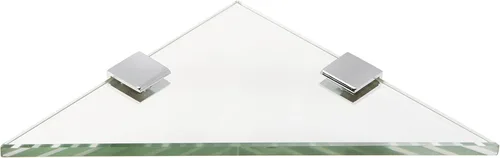 Spancraft Glass SQ6TR-CR - Estante de ducha de vidrio triangular con abrazadera cuadrada, soporte cromado, 6 pulgadas