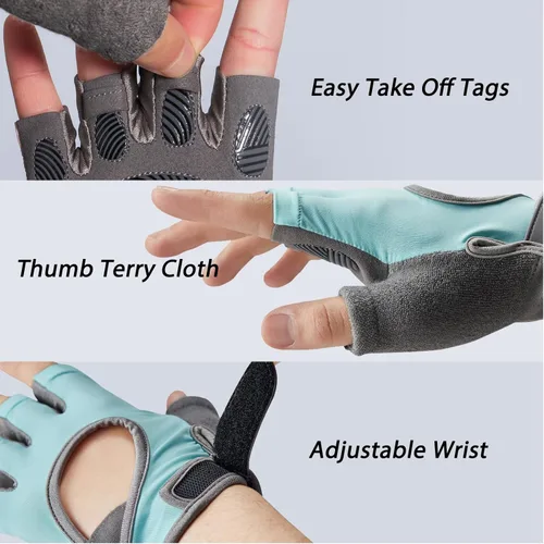 Miniatura 5 de Guantes de entrenamiento para mujeres y hombres, guantes ligeros de levantamiento de peso, transpirables, sin dedos, guantes de gimnasio, ejercicio