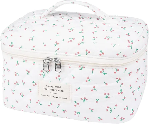 Miniatura 46 de Gosect Bolsa de maquillaje grande, bonita bolsa de cosméticos para mujeres y niñas, bolsa de aseo estética de coqueta floral, bolsa organizadora