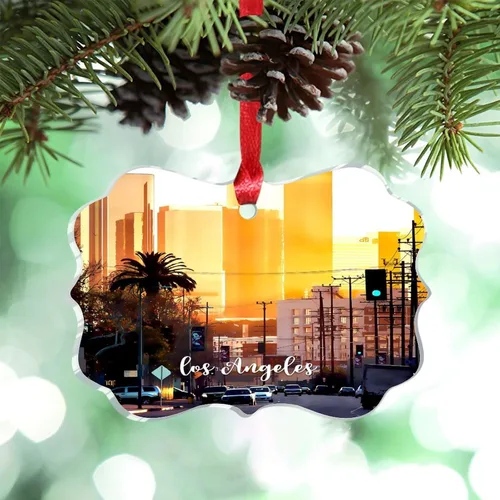 Miniatura 18 de Adornos de Navidad de California Estados Unidos, paisaje urbano de Los Ángeles, adornos de árbol de Navidad, adornos de Navidad personalizados
