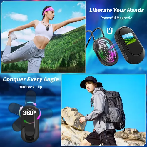 Miniatura 2 de Mini cámara corporal mejorada de 1080P con tarjeta de 64 GB, cámaras de acción deportiva, cámara corporal manos libres con clip trasero magnético