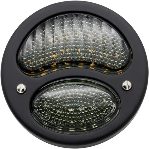 Miniatura 3 de FATECIM 2 luces traseras LED vintage Duolamp de 12 V, indicador de parada trasera con señales de giro y lámpara de matrícula, lente ahumada, Negro