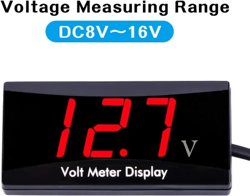 Miniatura 2 de Voltímetro digital de auto DC 12 V – AIMILAR con pantalla LED, medidor de voltaje para auto o motocicleta (Rojo)