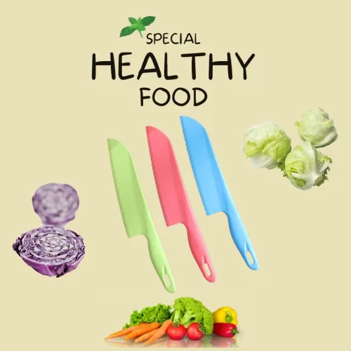 Miniatura 6 de jawbush Cuchillo de lechuga profesional para evitar que se torne marrón, cuchillos dentados de plástico de 11 pulgadas para verduras, frutas, 3