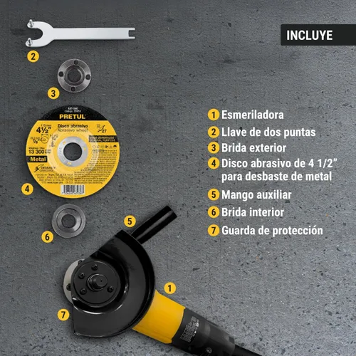 Miniatura 7 de Truper 24035 / ESMA-4-1/2P2-4 1/2" 630 W Amoladora angular Pretul