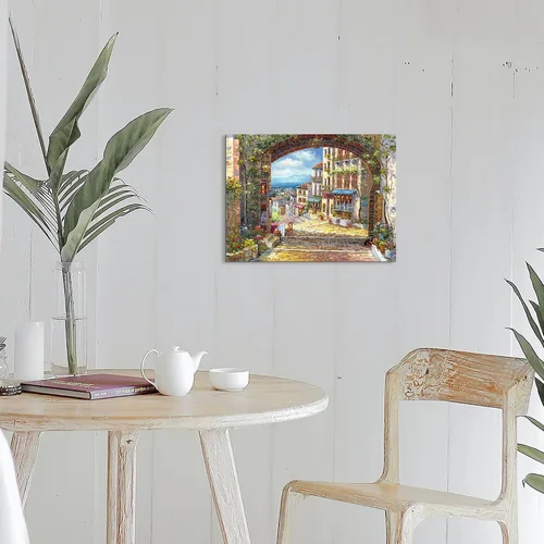 Miniatura 4 de SD SOFT DANCE Lienzo decorativo para pared de pueblo italiano, pintura de pueblo costero, reproducción de obras de arte para sala de estar