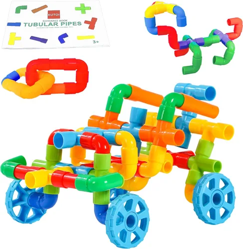 KUTOI Juguetes de construcción de tuberías, tubos tubulares educativos de aprendizaje temprano, bloques de construcción para niños, juguetes STEM