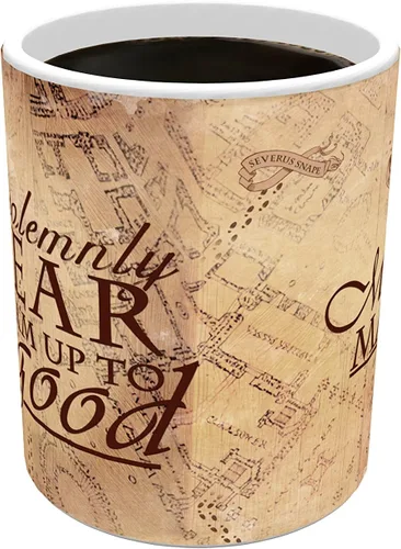 Miniatura 3 de Taza de cerámica de Harry Potter de Morphing Mugs que al calentarse revela el mapa mágico del merodeador de Hogwarts. 11 onzas., 11onza