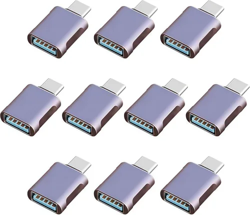 Paquete de 10 Adaptadores USB-C a USB de hasta 10Gbps/120W, adaptadores de EE.UU. a USB-C, Conector USB a USB C, Adaptador Tipo C Macho a Hembra