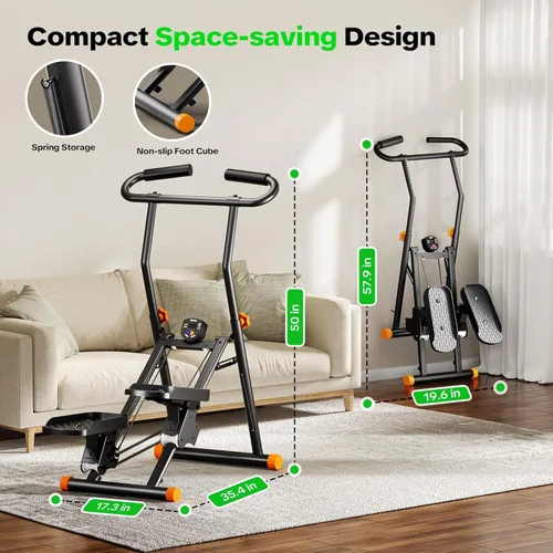 Miniatura 7 de Stair Stepper for Home Gym, 350 lbs Capacity Cardio Machine with Adjustable Height, Non-Slip Pedals, LCD Display, Foldable Design for Full Body