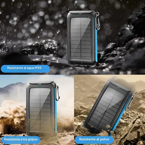Miniatura 5 de Cargador solar-banco de energía-49800mAh Cargador solar portátil para teléfono con linterna LED/15W Carga rápida USB C Batería externa impermeable