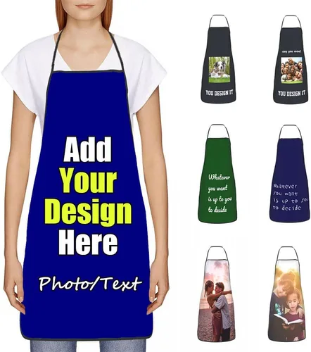 Miniatura 8 de Delantal Personalizado, Diseña Tu Propio Delantal de Cocina para Cocinar, Sube Tus Fotos Favoritas Logo, Añade Cualquier Nombre o Texto
