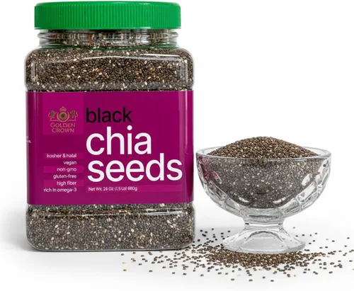 Miniatura 8 de Golden Crown Black Chia Seeds- Superalimento sin gluten Ricas en omega-3 y fibra Semillas de chía aptas para dieta cetogénica, perfectas
