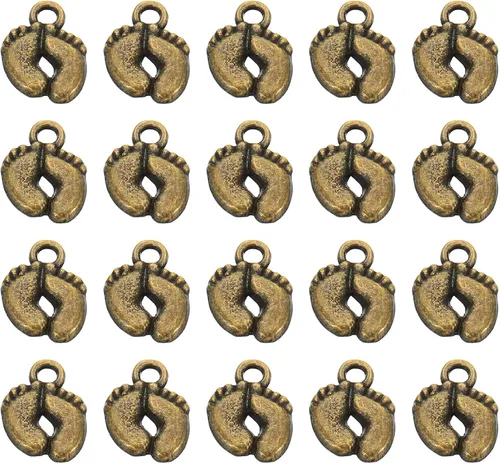 PATIKIL 100 piezas de dije de huellas, mini dije de huella, dije de metal vintage a granel, lindo bricolaje para hacer joyas, pulseras y aretes