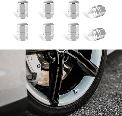 Kewucn 8 PCS Tapas para Vástago de Válvula de Neumático de Coche, Cubiertas de Tapas de Aire de Aleación de Aluminio con Anillo de Goma, Cubiertas