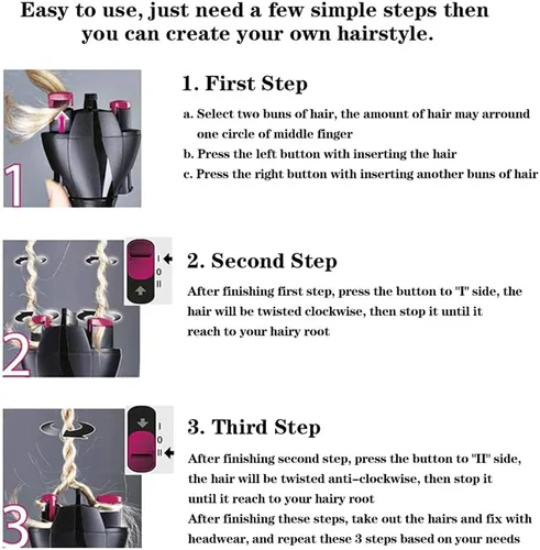 Miniatura 3 de Trenzador de pelo eléctrico automático de torsión rápida Twister Herramienta de trenzado de cabello inteligente DIY Herramientas de pelo Trenzadora